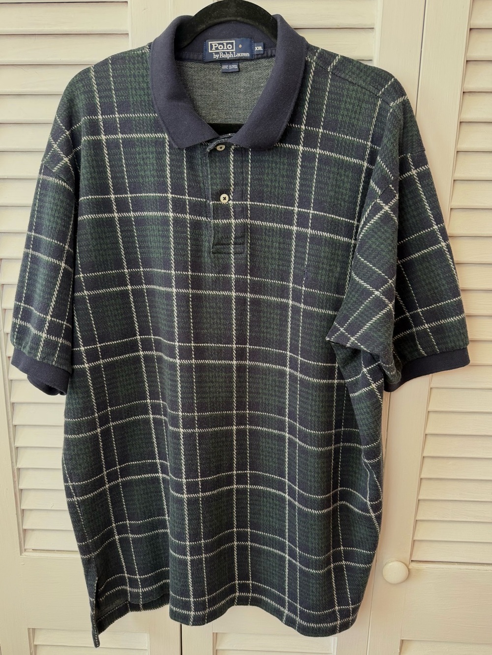 Vintage 90’s Polo Ralph Lauren Black Watch Tartan Windowpane Grid Polo Shirt XXL